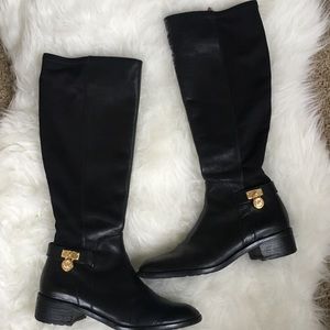 Black Michael Kors Leather Riding Boots